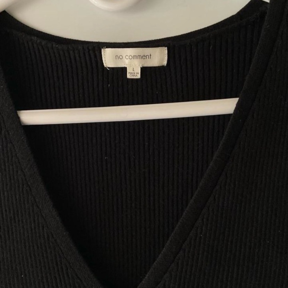 V-Neck Button-Front Tank - Black - Picture 2 of 3